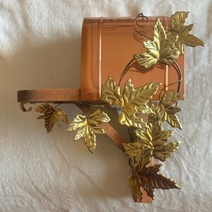 Vintage Home Interior Copper Mailbox with Gold Leaf Accents Cottage Core